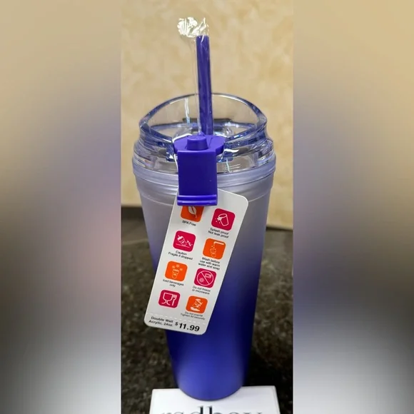 Dunkin' Summer 2024 Ombre Plastic Insulated 24oz Tumbler PURPLE - NWT - Picture 2 of 4